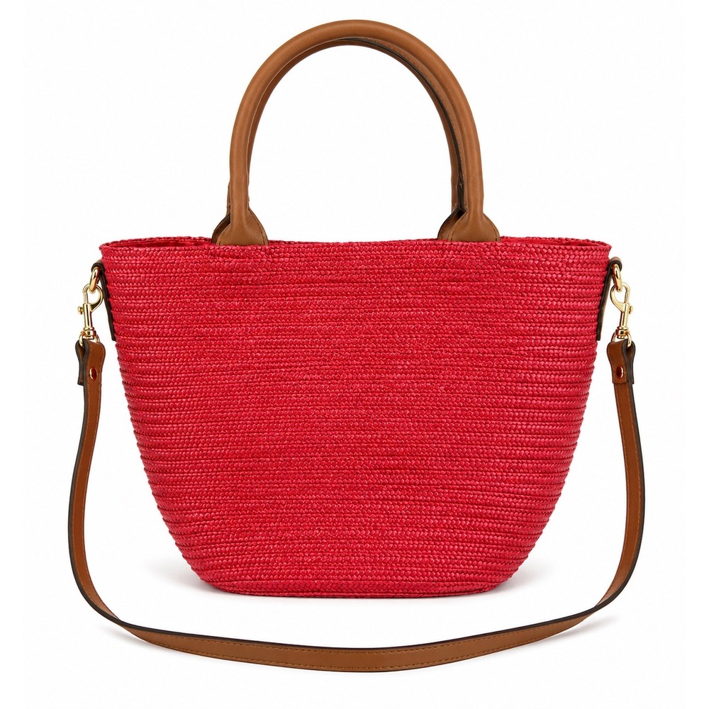 Naturalizer Vacation Red Woven Straw Summer Boho Shoulder Bag Women's